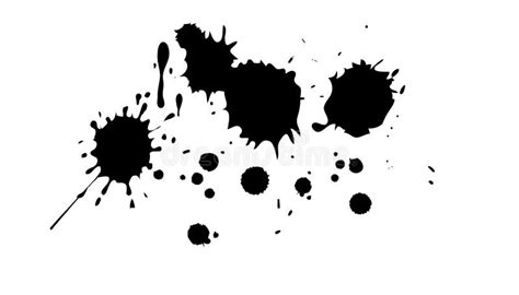 Black Spots With Splashes On White Background Ink Blot Isolated