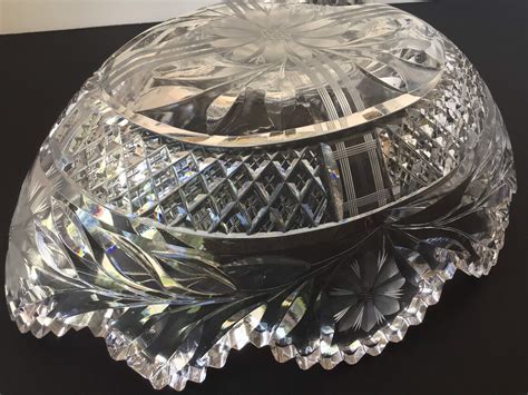 Vintage Collectible Heavy Cut Crystal Bowl with Sawtooth Rim Etsy 日本