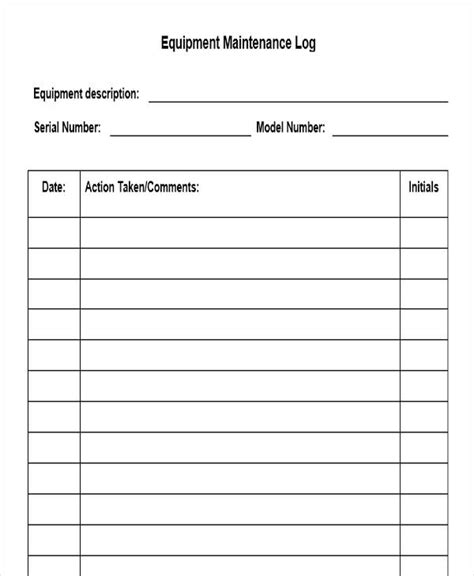 Free Printable Blank Log Sheet Templates