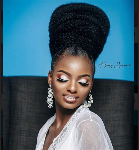 This Beauty Look With A Big Bun Is Just Right For A Natural Hair Bride