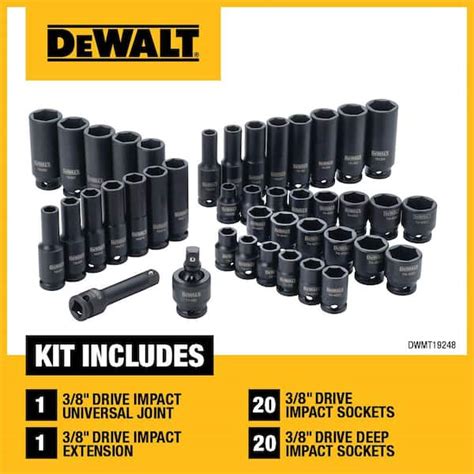 Dewalt Dwmt19248 38 In Drive Impact Socket Set 42 Piece