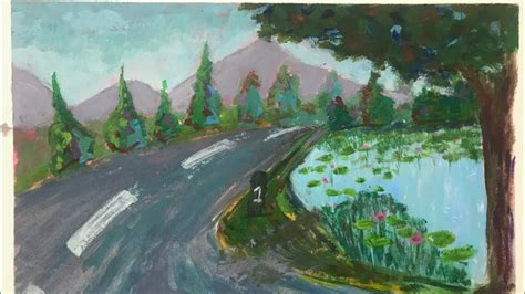 44 Acrylic Painting Road Trip Beautiful Mountain Landscape