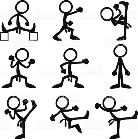 Stick Figure People Olympic Taekwondo Royalty Free Stock Vector Art