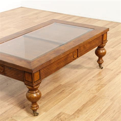Carved Wood Glass Top Coffee Table Loveseat Online Auctions Los Angeles