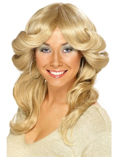 Farrah Fawcett 1970s 70s Long Blonde Wavy Flick Costume Wig Discorama Mama Long Wig Disco