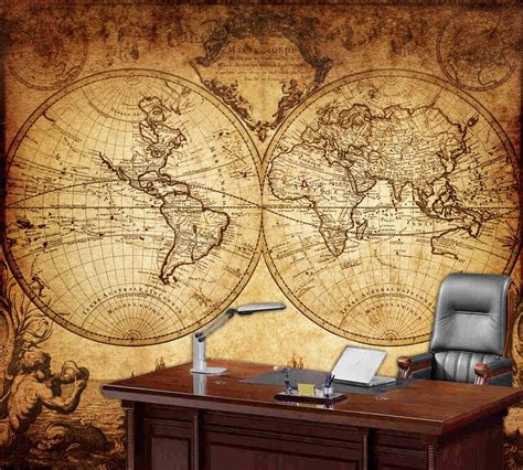 World Map Wall Mural Vintage Old Map Of The World By Styleawall 480