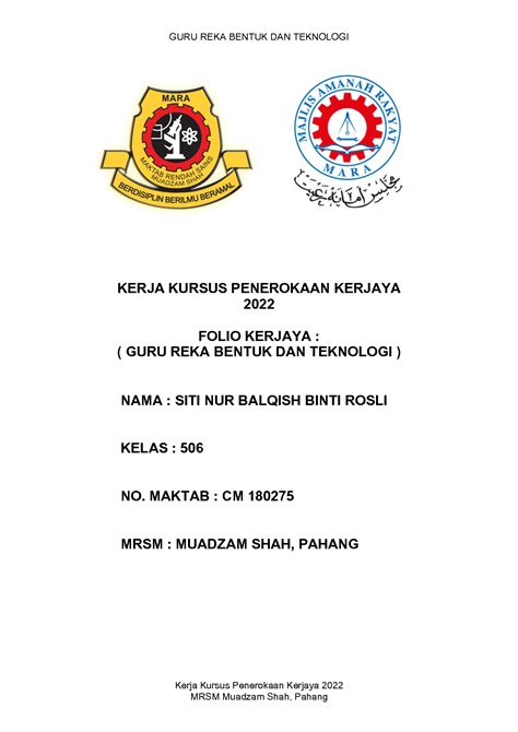 Solution Mrsm Contoh Folio Kerjaya Guru Rbt Studypool