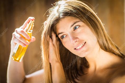 Woman Applying Oil On The Hair Stock Image C0347936 Science