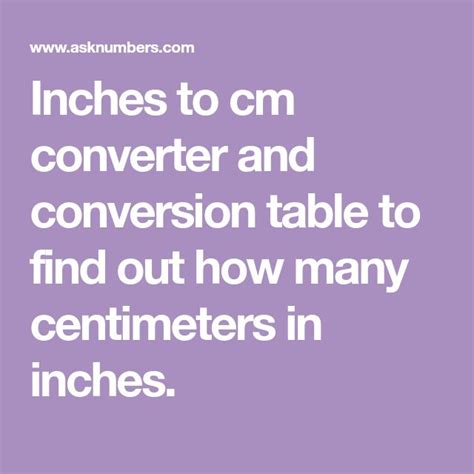 Inches To Cm Converter And Conversion Table To Find Out How Many