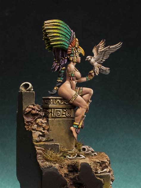 Aztec Priestess With Bird Mm By Alessandro Putty Paint In Aztec Art Aztec Artwork