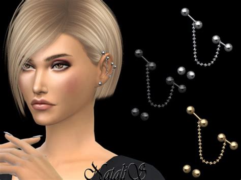 The Sims Resource Chain Industrial Piercing By Natalis • Sims 4 Downloads