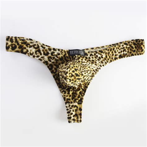 Sexy Mens Underwear Thong G String Leopard Print Bulge Pouch T Back