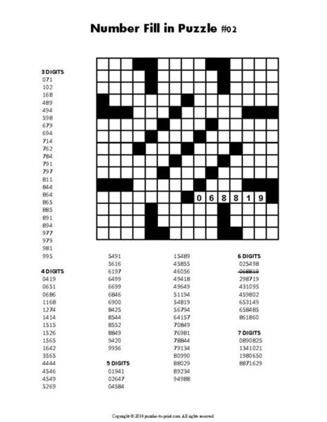 Number Fill In Puzzles Volume 1 Printable Pdf Puzzles