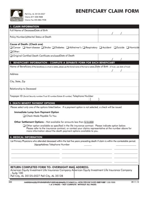 Printable Beneficiary Form Printable Forms Free Online