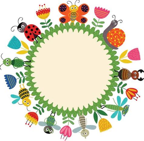 Silhouette Of A Lady Bug Border Illustrations Royalty