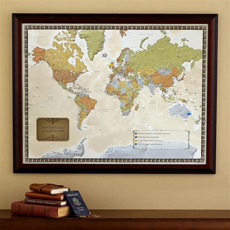 Travel Destination Maps Framed World Map 40th Anniversary Ts