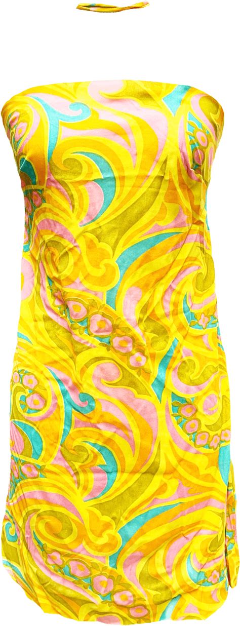 vintage 70s psychedelic strapless mini dress shop thrilling