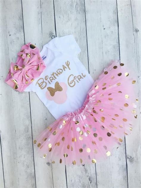 Pink And Gold Minnie Mouse First Birthday Outfit Minnie First Birthday Onesie Minnie Mouse