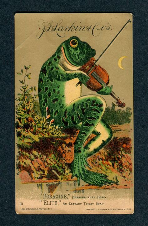 1882 J D Larkin And Co Boraxine Frog Playing A Violin Victorian Trade