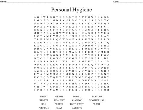 Personal Hygiene Word Search Wordmint