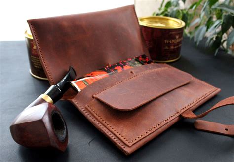 Handmade Leather Pipe Tobacco Pouch Bag Anger Refuge