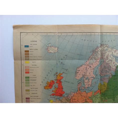 1919 Vintage Map Of The Races Of Europe National Geographic Magazine