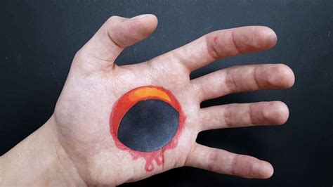 How To Draw A Bloody Hole In The Hand Youtube
