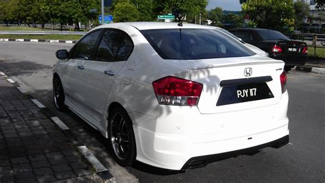 Modified White Honda City With Inch Wheels Rear View Car Rc