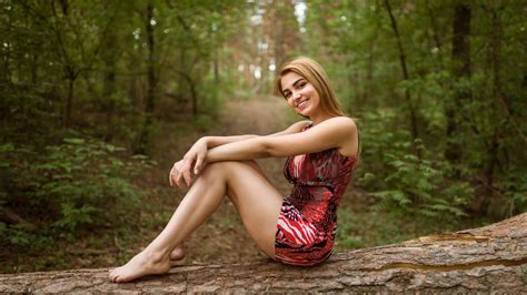 X Girl Smiling Outdoors Forest Laptop Full Hd P Hd K
