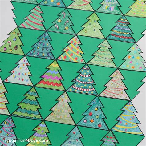 Collaborative Art With Christmas Tree Tessellations Frugal Fun For