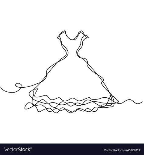 One Line Drawing Dress Continuous Woman Royalty Free Vector