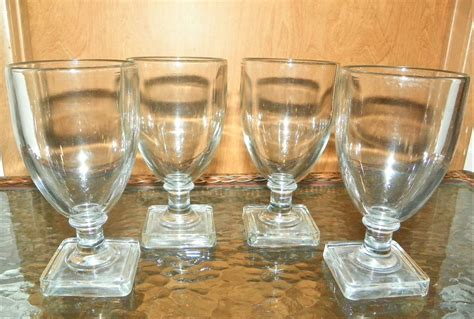 Sold Martha Stewart 12 Oz Clear Glass Square Base Water Goblets Mwy2 Set Of 4 By