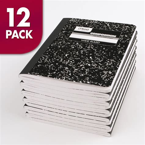 Mead Composition Book Wide Ruled 100 Sheets 9 34 X 7 12 12 Pack Black