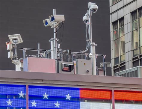 new york ny usa police video surveillance system in the city center stock image image of