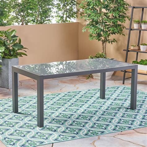 70 Gray Contemporary Rectangular Outdoor Patio Dining Table