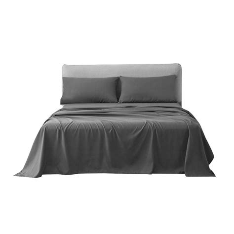 Attached Waterbed Sheet Set King Cal King Size Grey Solid With 18 Inch