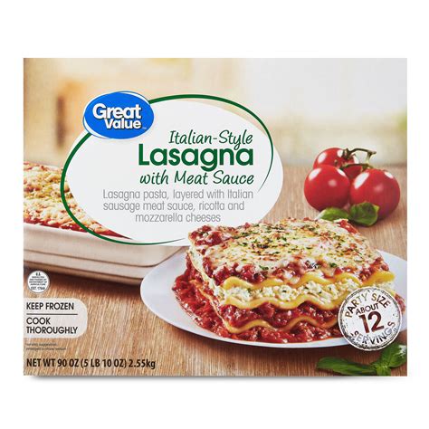 Great Value Italian Style Lasagna With Meat Sauce 90 Oz