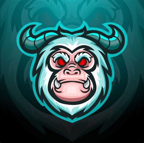 Yeti Head Mascot For Gaming Logo Premium Vector