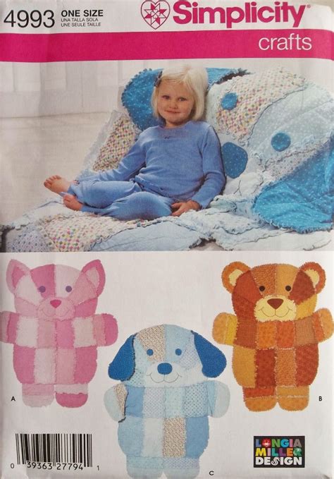 Animal Rag Quilts For Little People Simplicity 4993 Uncut
