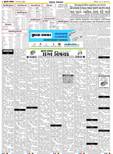 Gujarat Samachar 26th June 2021 Lagna Vishayak Matrimonial Epaper Advert Gallery