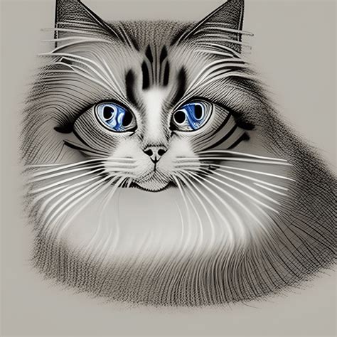 Line Drawing Of A Purebred Ragdoll Cat · Creative Fabrica