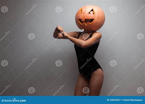 Dancer With Halloweens Pumpkin Stock Image Image Of Girl Naked 33625457