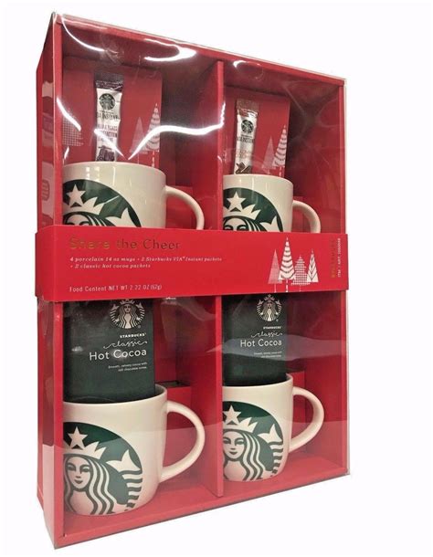 Starbucks T Pack 4 Porcelain 14oz Mugs 2 Via Instant And 2 Hot Coc