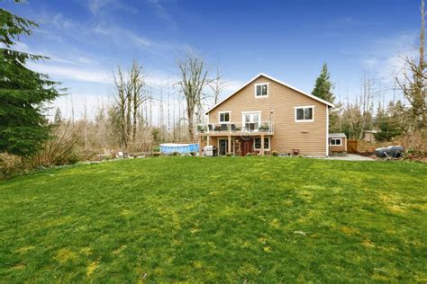 House With Large Backyard Land Stock Image Image Of Spring Land