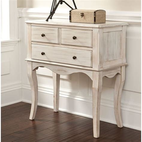 Cottage Accents Console W 3 Drawers Chipped White Signature Design