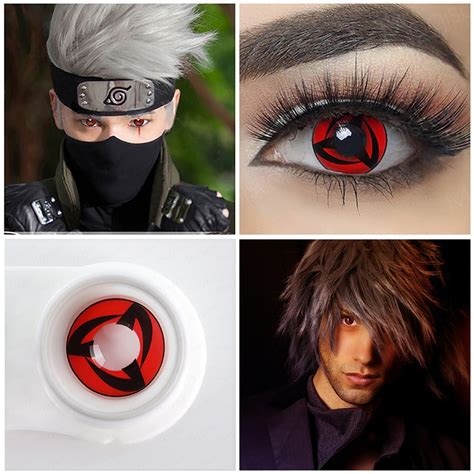 1pair Cosplay Lenses Naruto Halloween Colored Contact Lens For Eyes Red