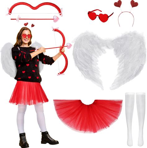 6 Pcs Valentines Day Cupid Accessory Kit Heart Headband Heart Shape Sunglasses