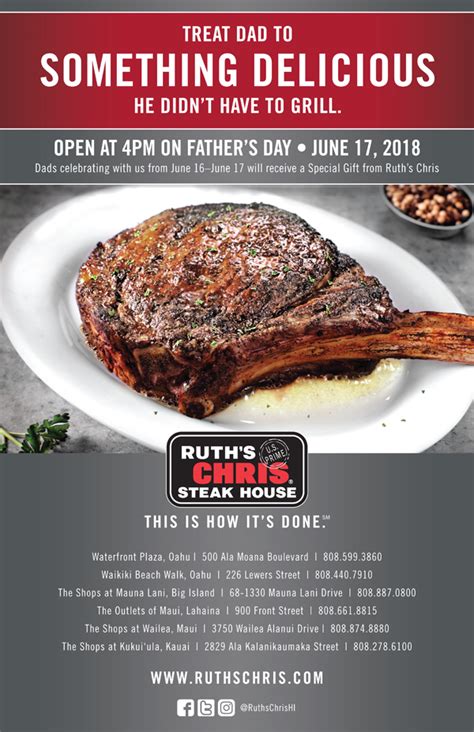A Special Fathers Day At Ruths Chris Hawaii Menu Magazine
