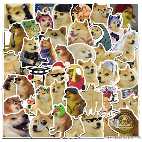 Set Of 50 Cheems Meme Stickers Waterproof Cheems Sticker Meme Dog