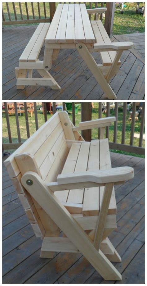 Folding Bench And Picnic Table Combo Woodworking Projects Woodworking Picnic Table